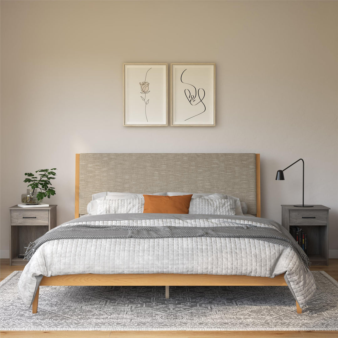 Dacin  Wood and Upholstered Platform Bed - Beige - King