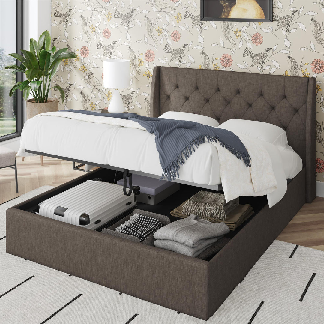 Her Majesty Bed with Storage - Light Gray - Queen