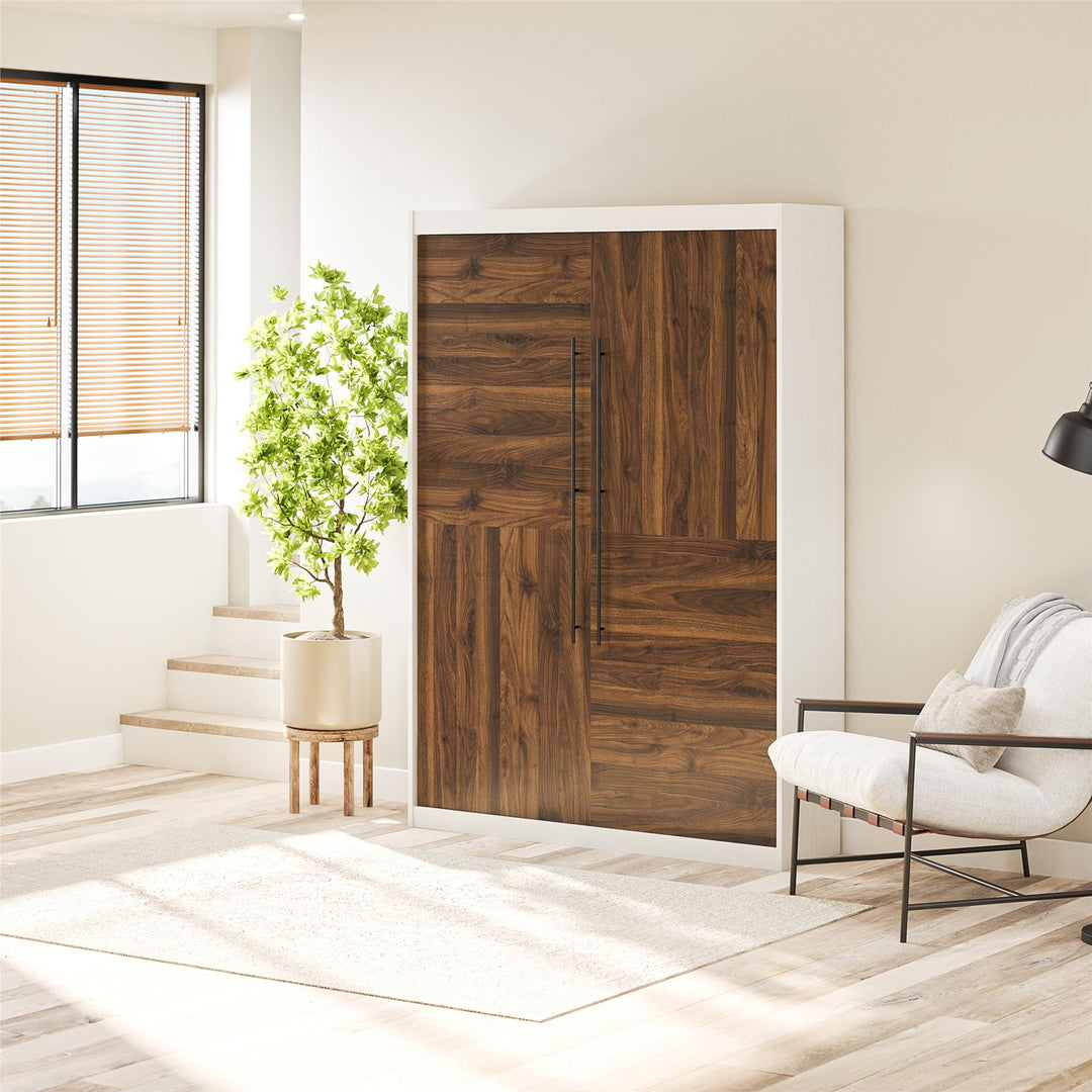 Pinnacle 2-Tone Full Size Murphy Bed with Decorative Door Front - Walnut - Full