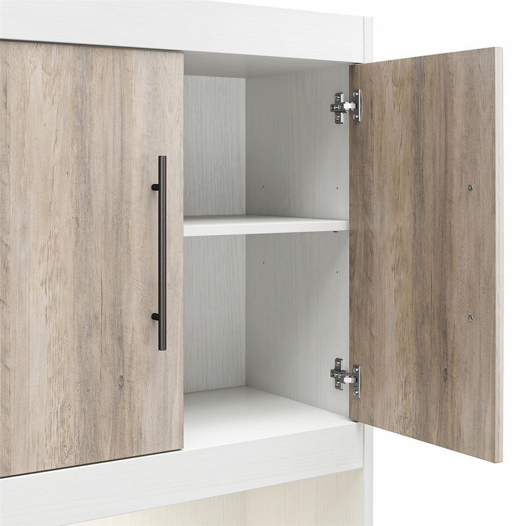 Pinnacle Queen Murphy Bed with 2 Side Cabinets & Touch Sensor LED Lighting - Gray Oak