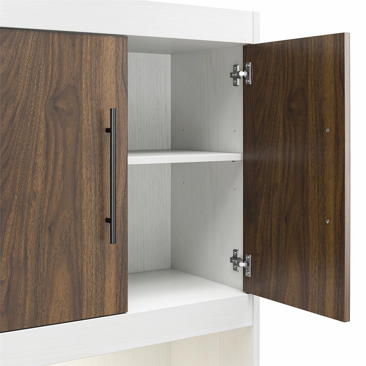 Pinnacle Queen Murphy Bed with 2 Side Cabinets & Touch Sensor LED Lighting - Columbia Walnut