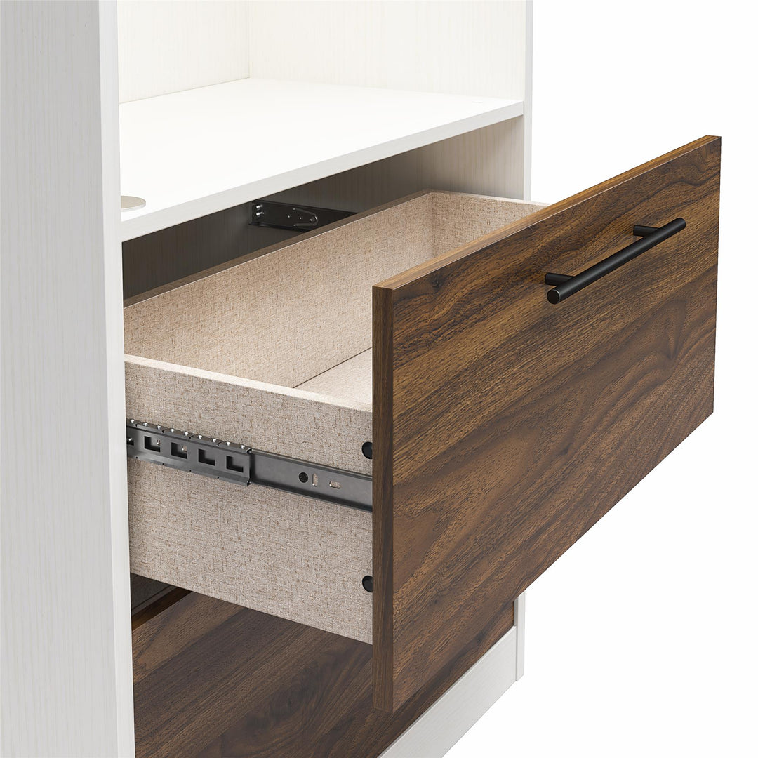 Pinnacle Queen Murphy Bed with 2 Side Cabinets & Touch Sensor LED Lighting - Columbia Walnut