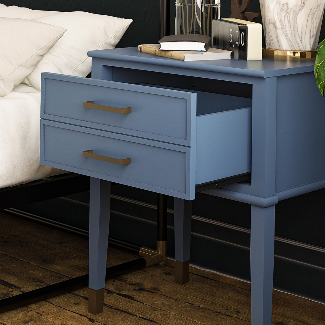 Westerleigh 2 Drawer Nightstand with Gold Accents - Stone Blue 