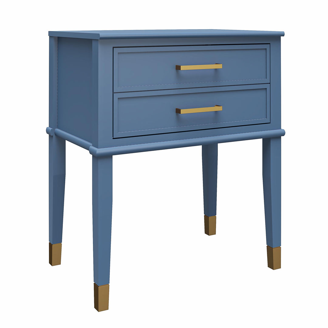 Westerleigh 2 Drawer Nightstand with Gold Accents - Stone Blue 