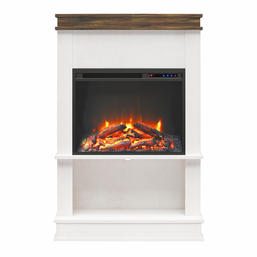 Mateo Electric Fireplace with Mantel and Open Shelf - Ivory Oak