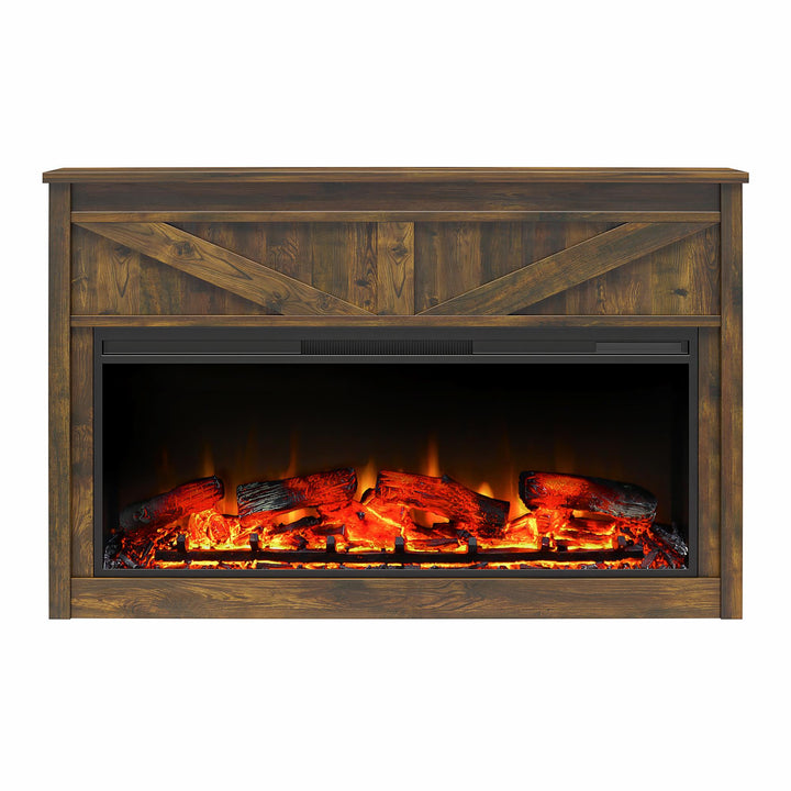 Farmington Wide Modern Farmhouse Mantel with Electric Fireplace - Century Barn Pine