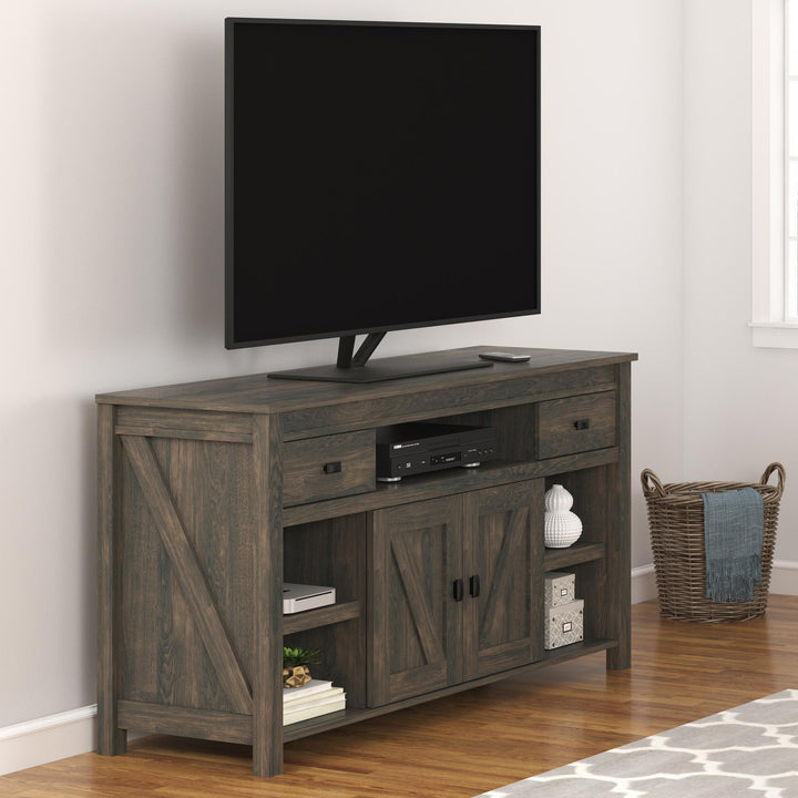 Farmington Rustic Farmhouse TV Stand for TVs up to 60 Inch - Weathered Oak