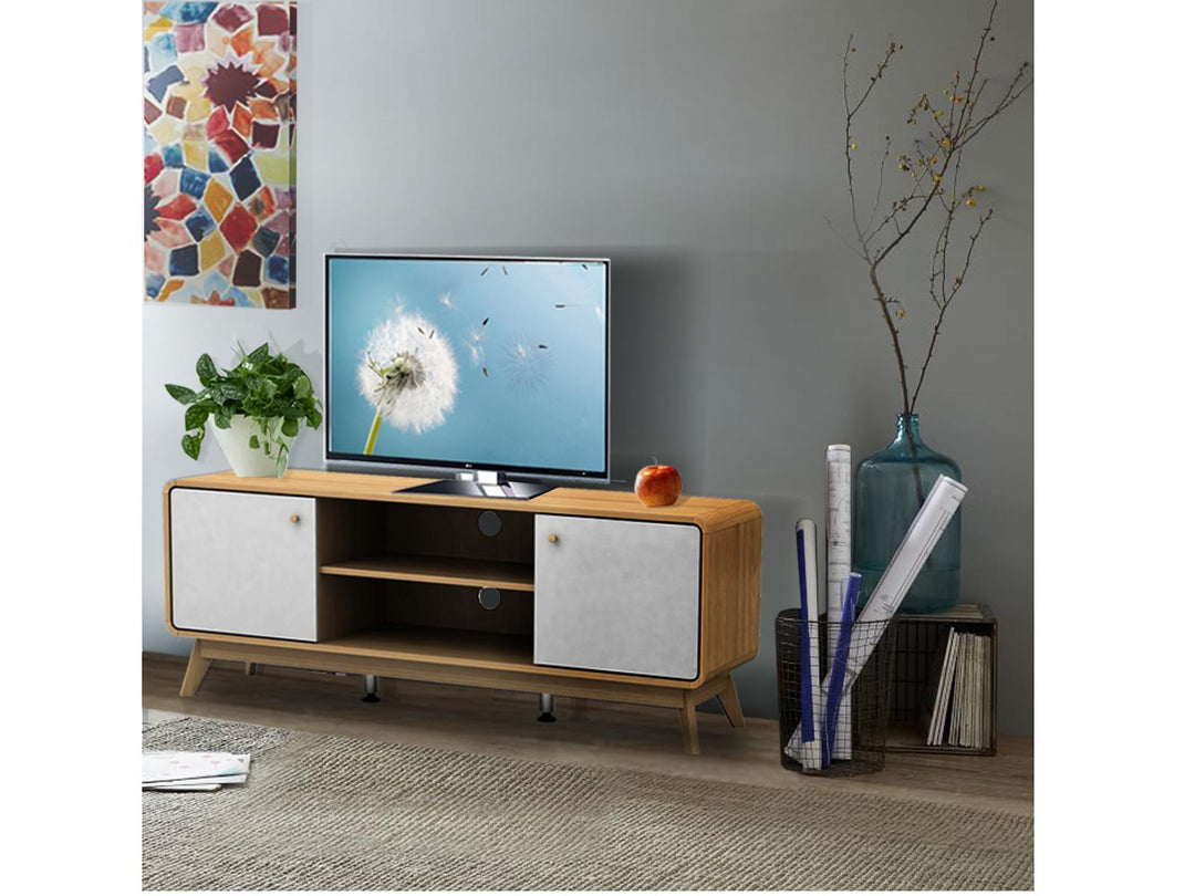 Leva Media Console TV Stand with Storage - Oak