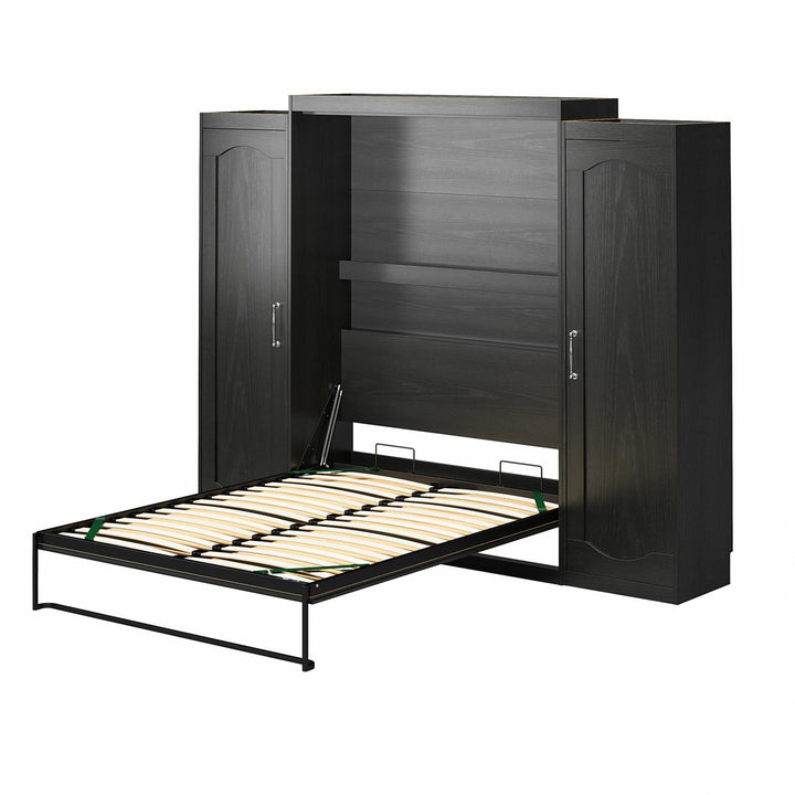 Her Majesty Queen Murphy Bed with 2 Storage Wardrobes - Black Oak - Queen