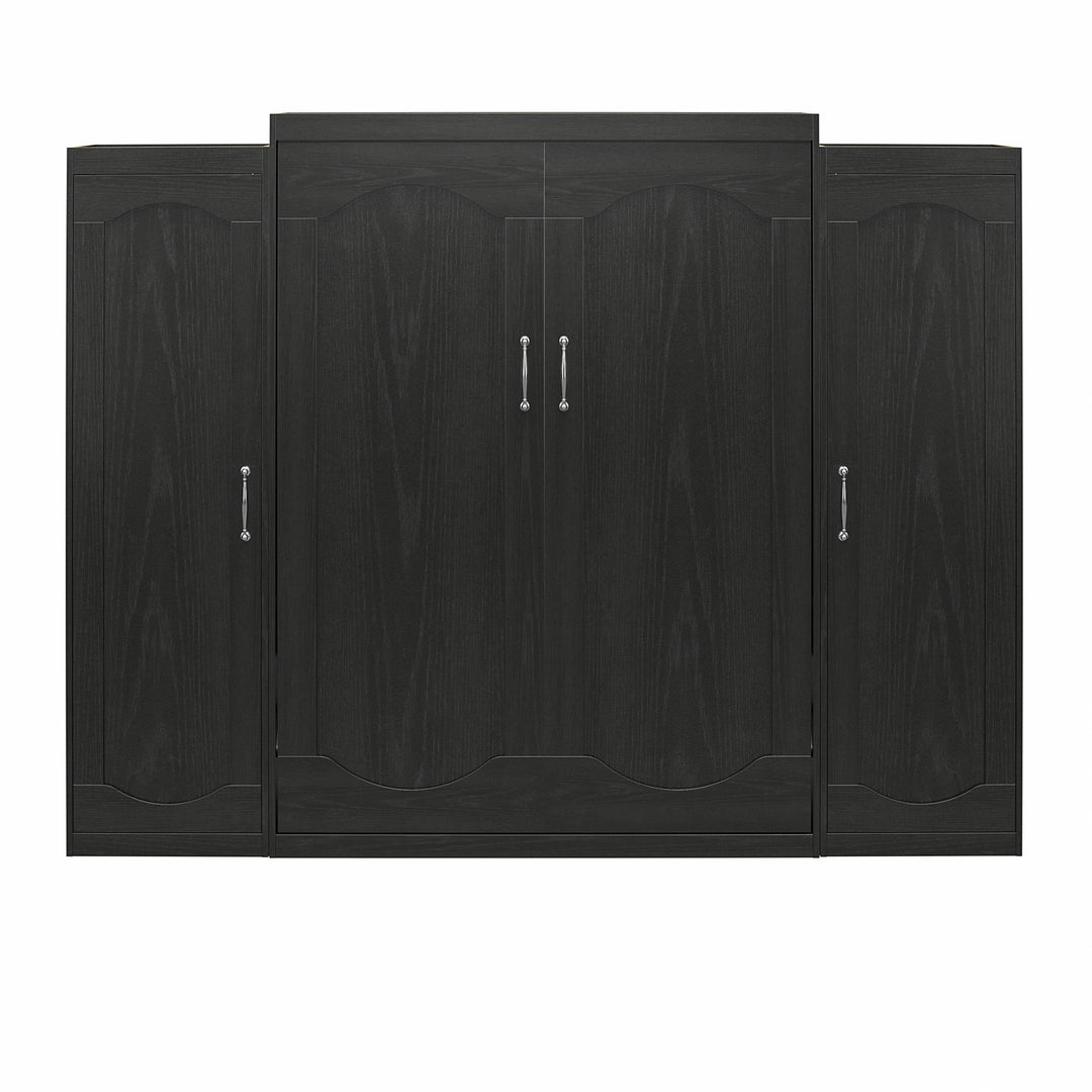 Her Majesty Queen Murphy Bed with 2 Storage Wardrobes - Black Oak - Queen