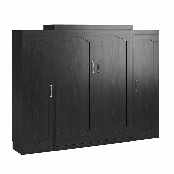 Her Majesty Queen Murphy Bed with 2 Storage Wardrobes - Black Oak - Queen