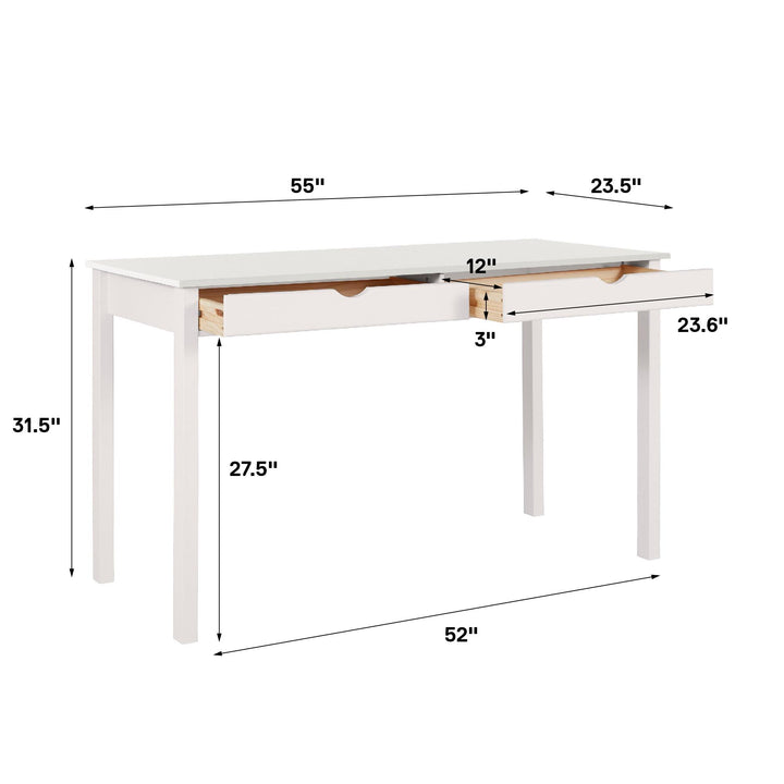 Rom Desk with 2 Slim Drawers - White