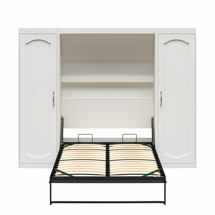 Her Majesty Full Murphy Bed with 2 Storage Wardrobes. - White - Full