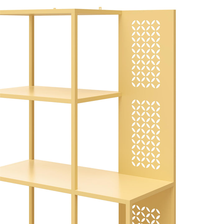 Annie Metal Bookcase with 4 Tier Shelves - Sunlight Yellow