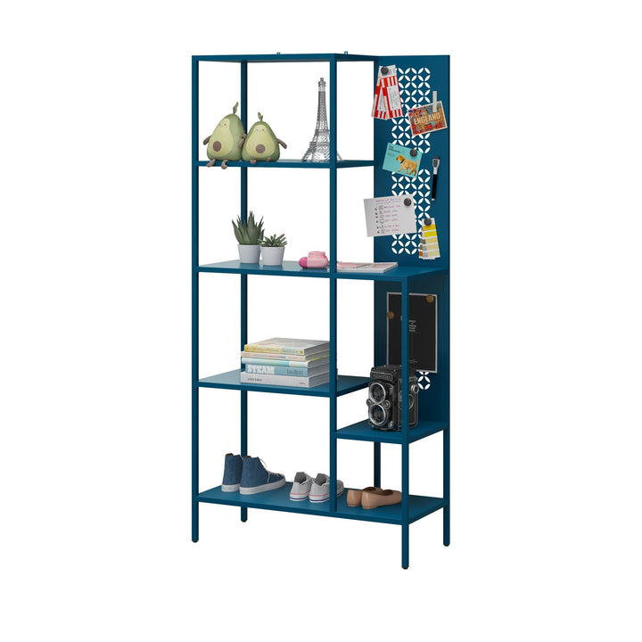 Annie Metal Bookcase with 4 Tier Shelves - Deep Ocean Blue