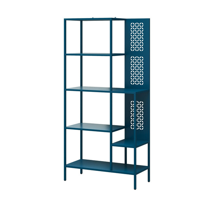 Annie Metal Bookcase with 4 Tier Shelves - Deep Ocean Blue