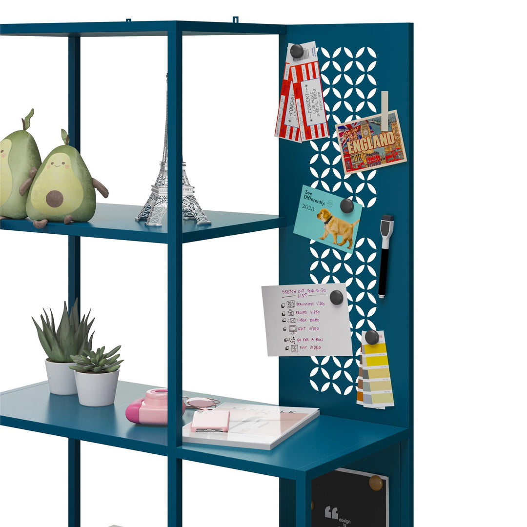 Annie Metal Bookcase with 4 Tier Shelves - Deep Ocean Blue