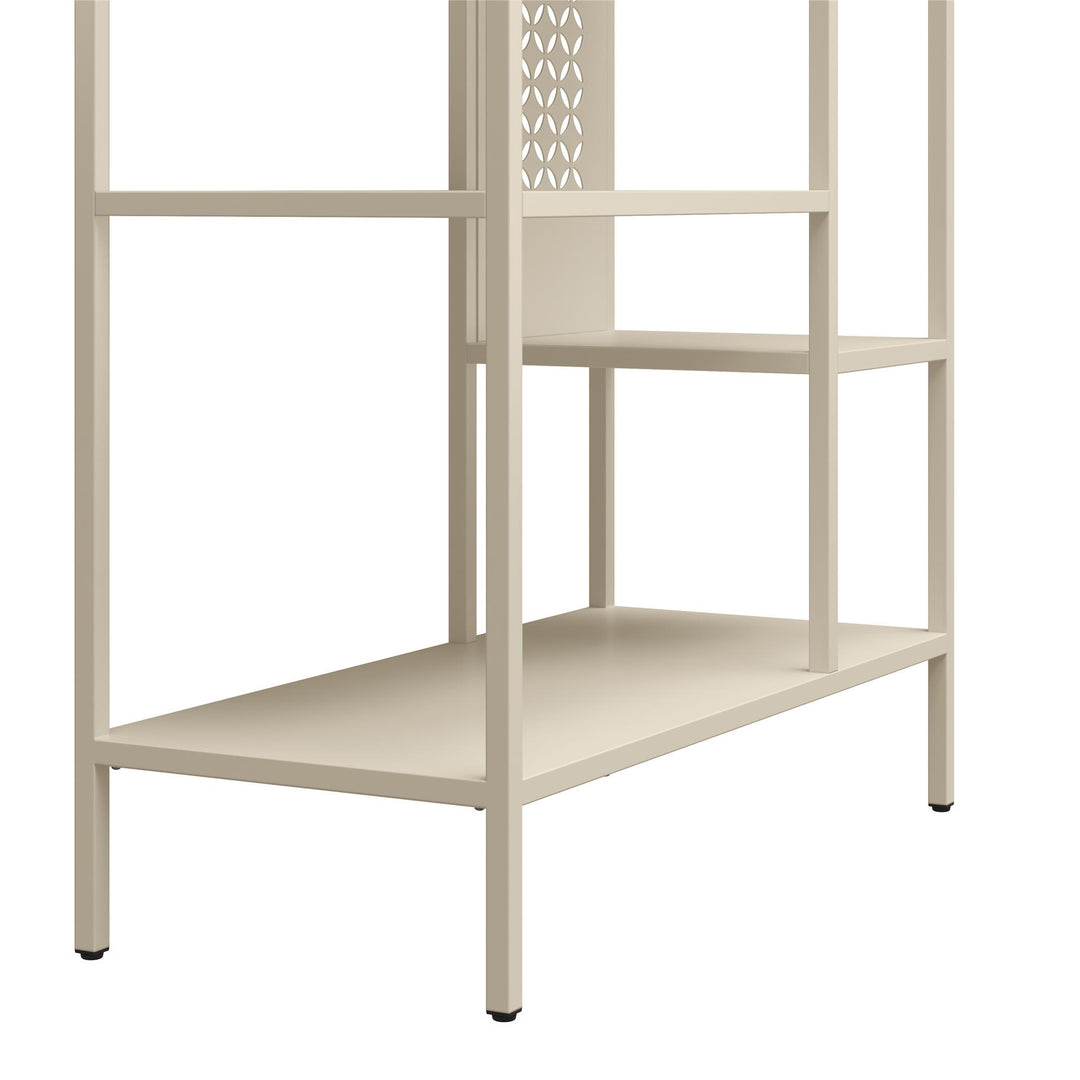 Annie Metal Bookcase with 4 Tier Shelves - Parchment