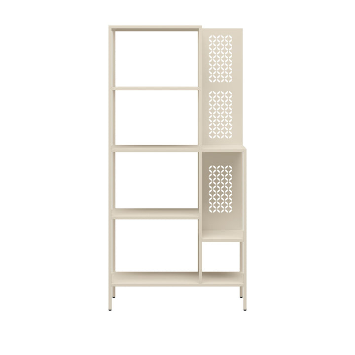 Annie Metal Bookcase with 4 Tier Shelves - Parchment