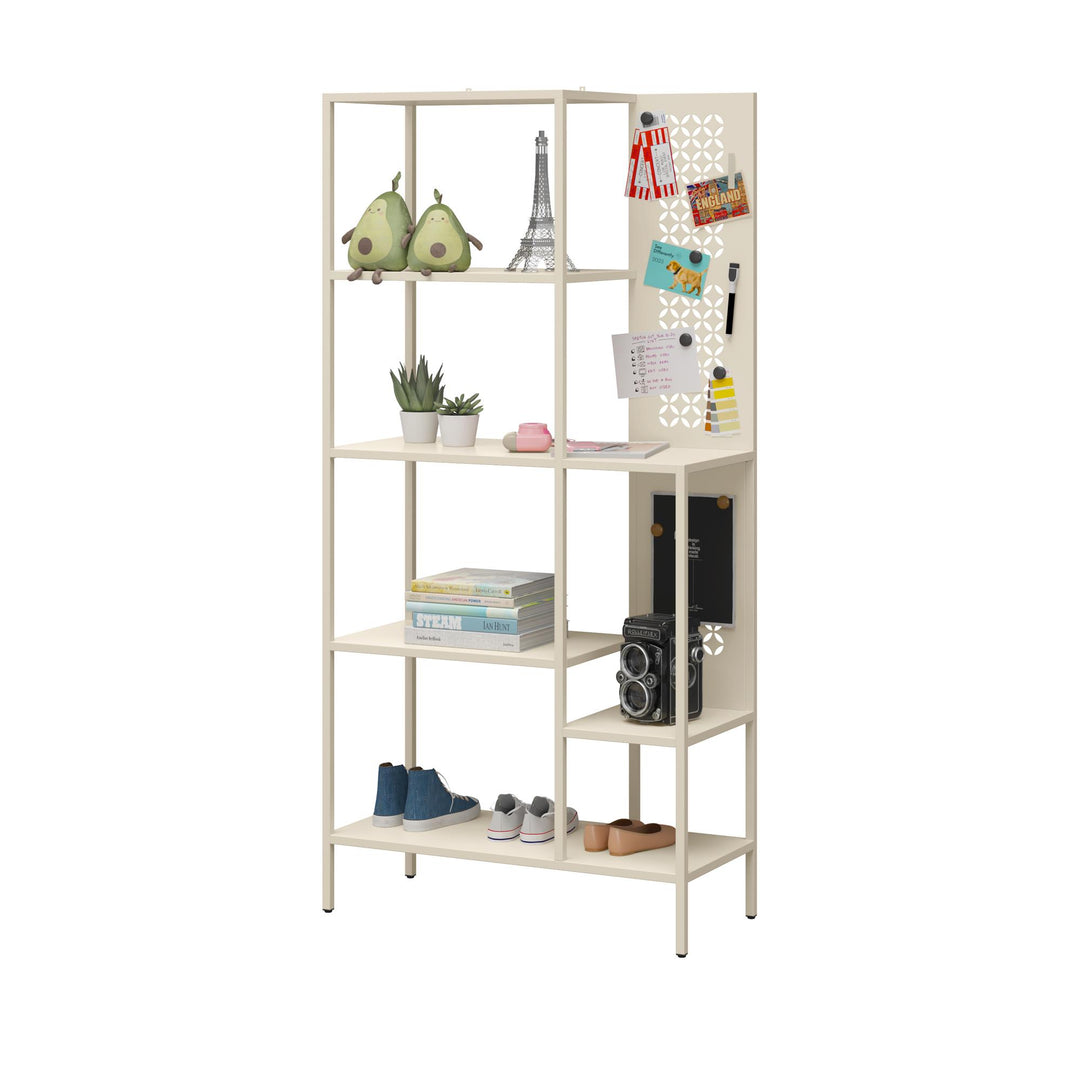 Annie Metal Bookcase with 4 Tier Shelves - Parchment