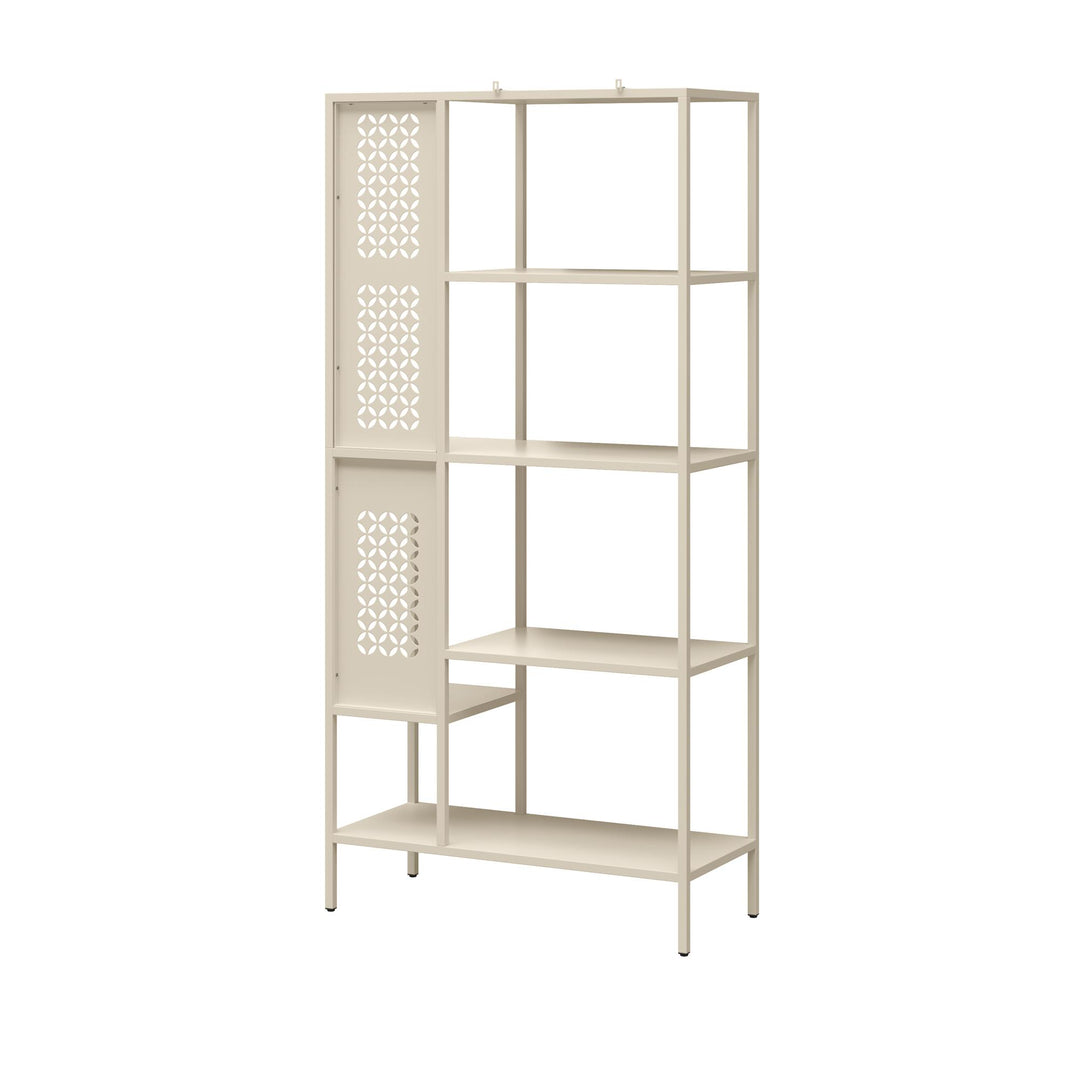 Annie Metal Bookcase with 4 Tier Shelves - Parchment