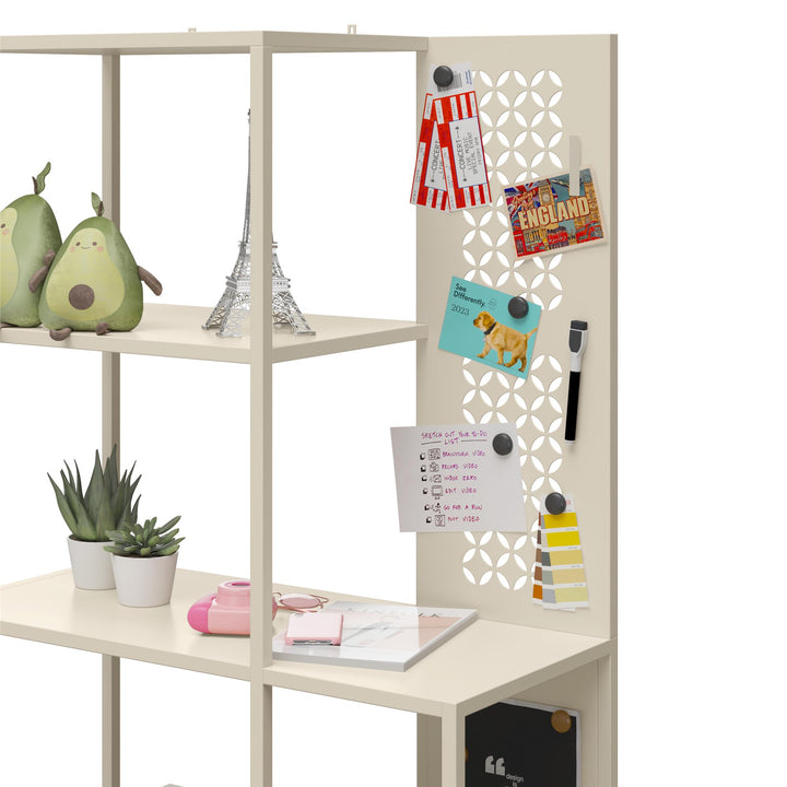 Annie Metal Bookcase with 4 Tier Shelves - Parchment