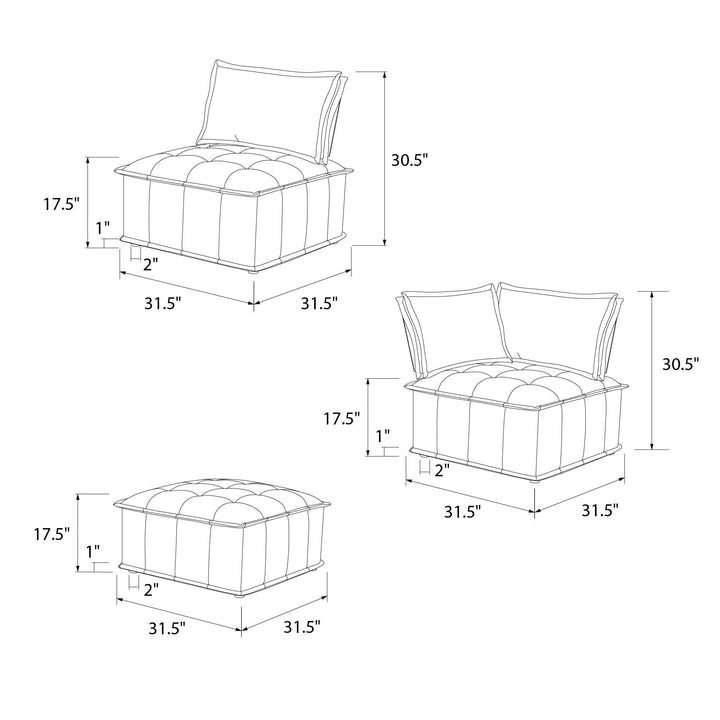 Darcy Ottoman for Modular Sectional Sofa - Gray