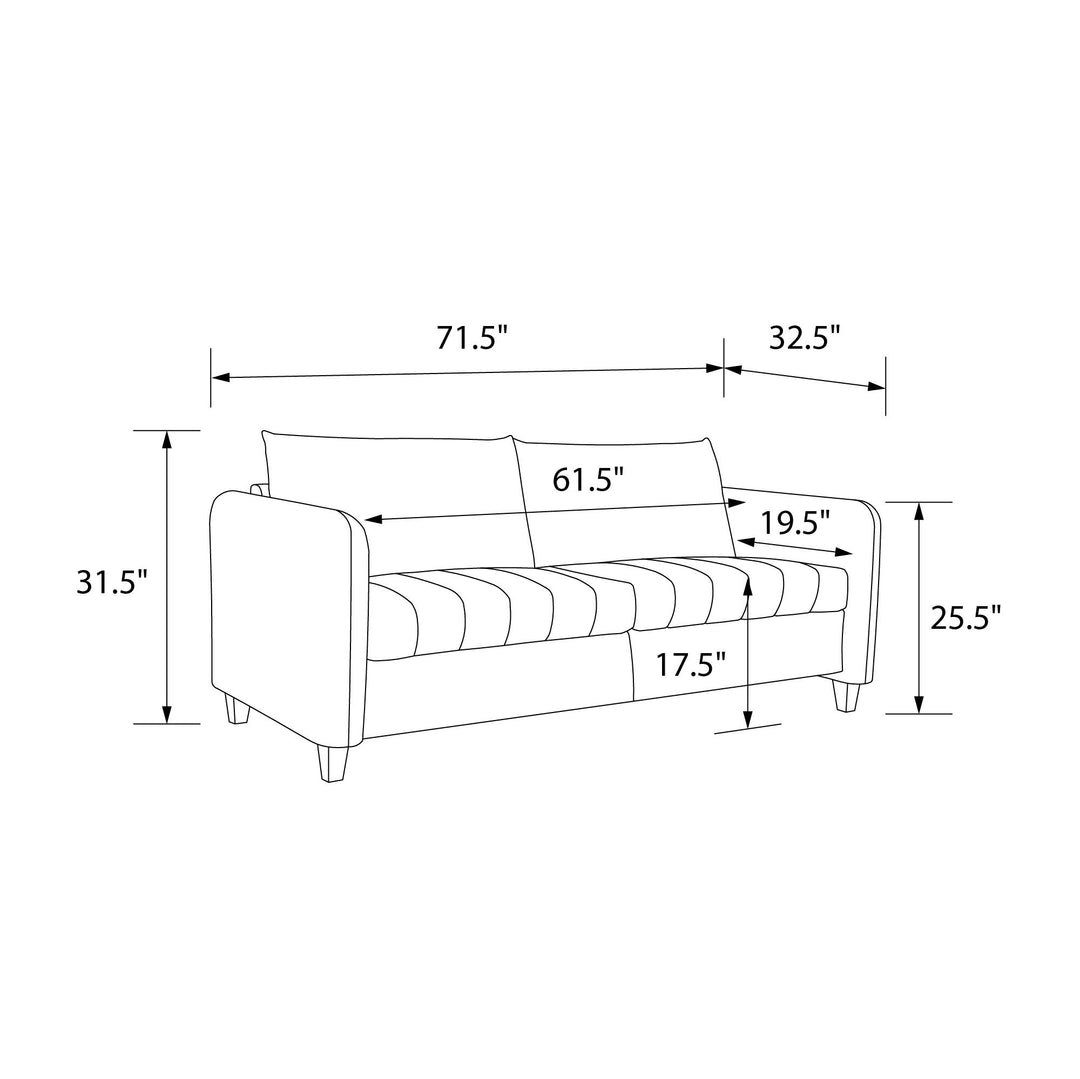 Coco Channel Tufted Sofa with Solid Wood Legs - Ivory