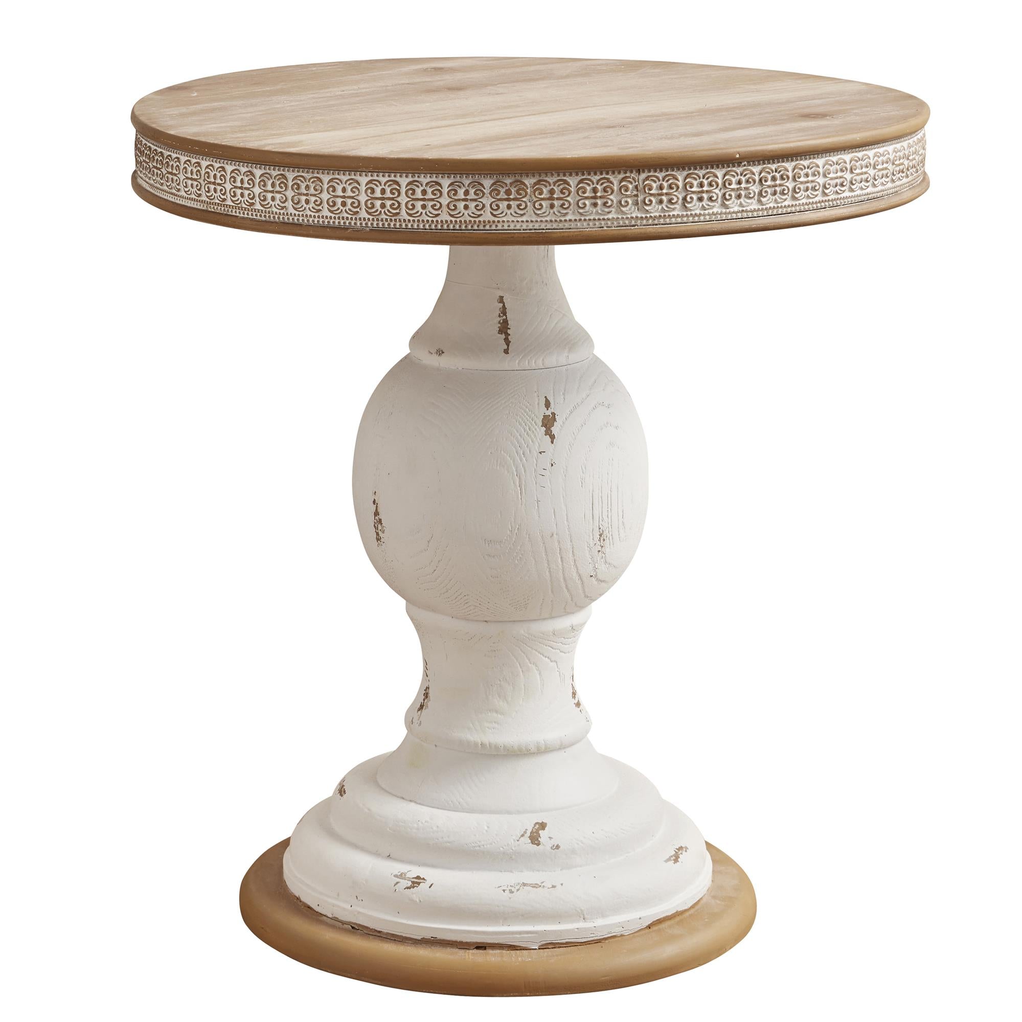 Atwood Firwood Rustic White Round Side Table – RealRooms