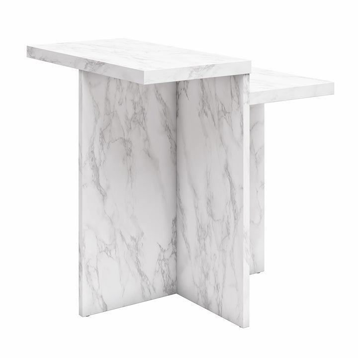 Brielle Accent Table with Faux Marble - White marble