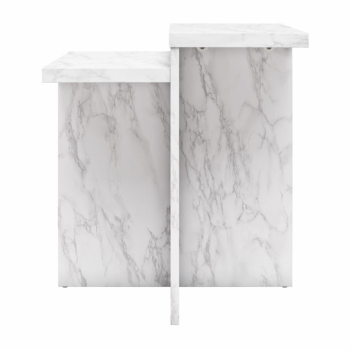 Brielle Accent Table with Faux Marble - White marble