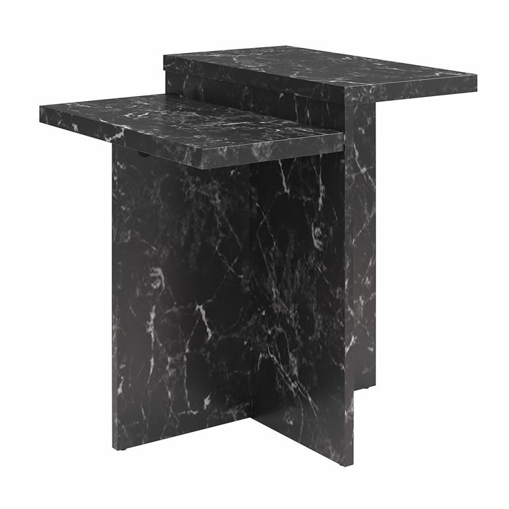 Brielle Accent Table with Faux Marble - Black Marble