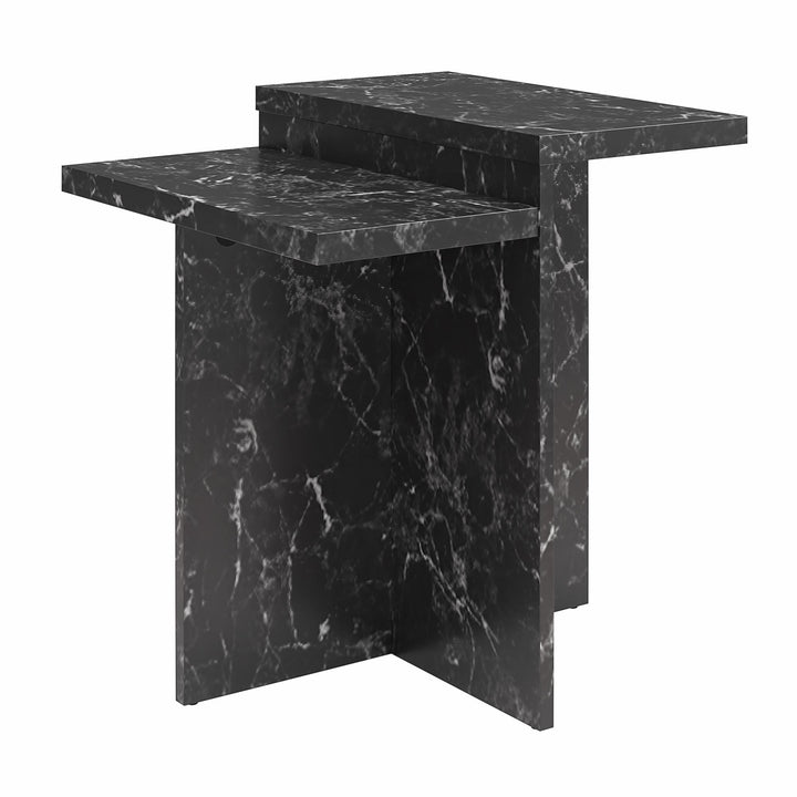 Brielle Accent Table with Faux Marble - Black Marble