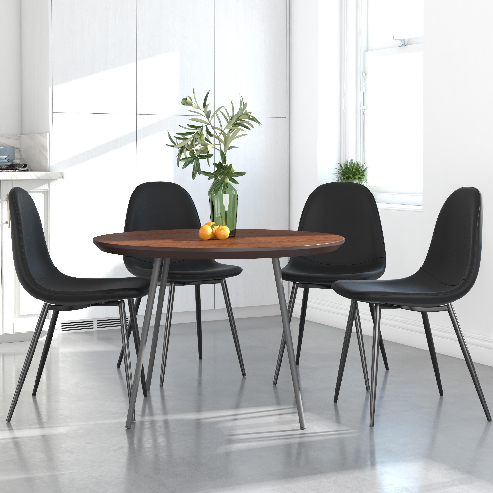 Black upholstered dining chairs deals set of 4