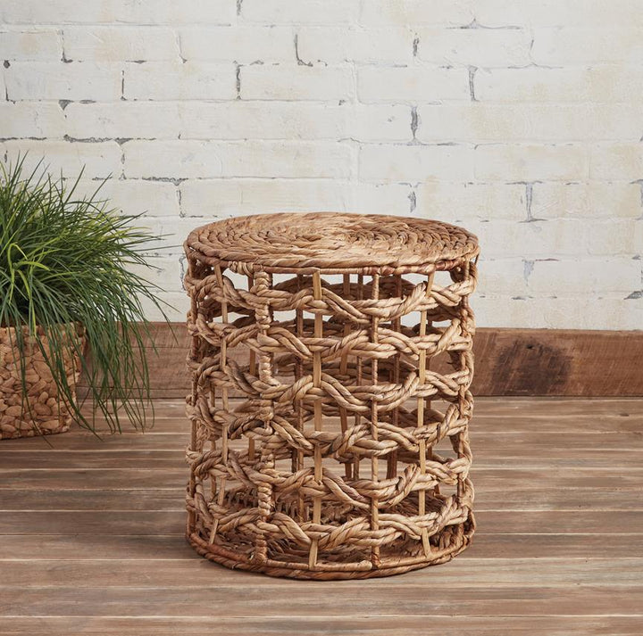 Summer Open Weave Seagrass Accent Table - Wheat