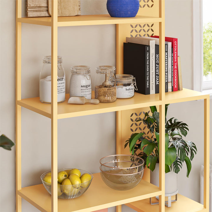 Annie Metal Bookcase with 4 Tier Shelves - Sunlight Yellow