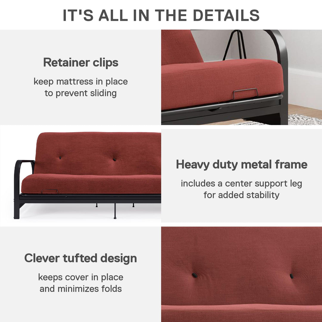 Cleo Black Metal Arm Full Size Futon Frame - Red - Full