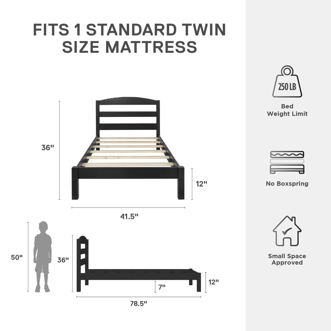 Brycen Kids Twin Size Wood Platform Bed Frame - Black - Twin