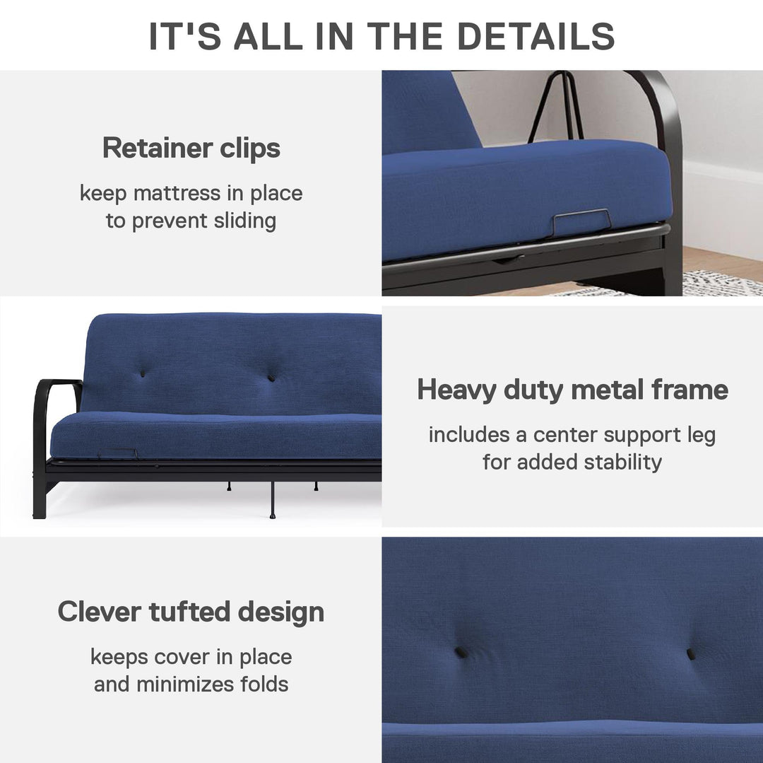 Cleo Black Metal Arm Full Size Futon Frame - Blue - Full