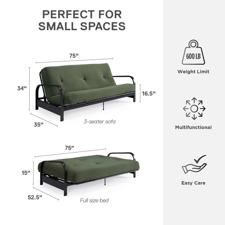 Cleo Black Metal Arm Full Size Futon Frame - Green - Full