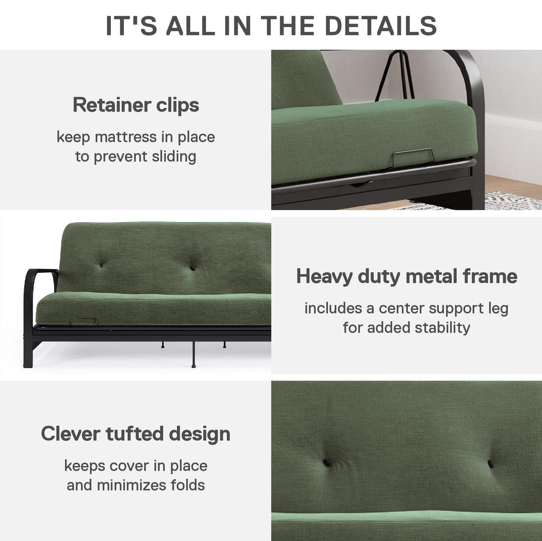 Cleo Black Metal Arm Full Size Futon Frame - Green - Full