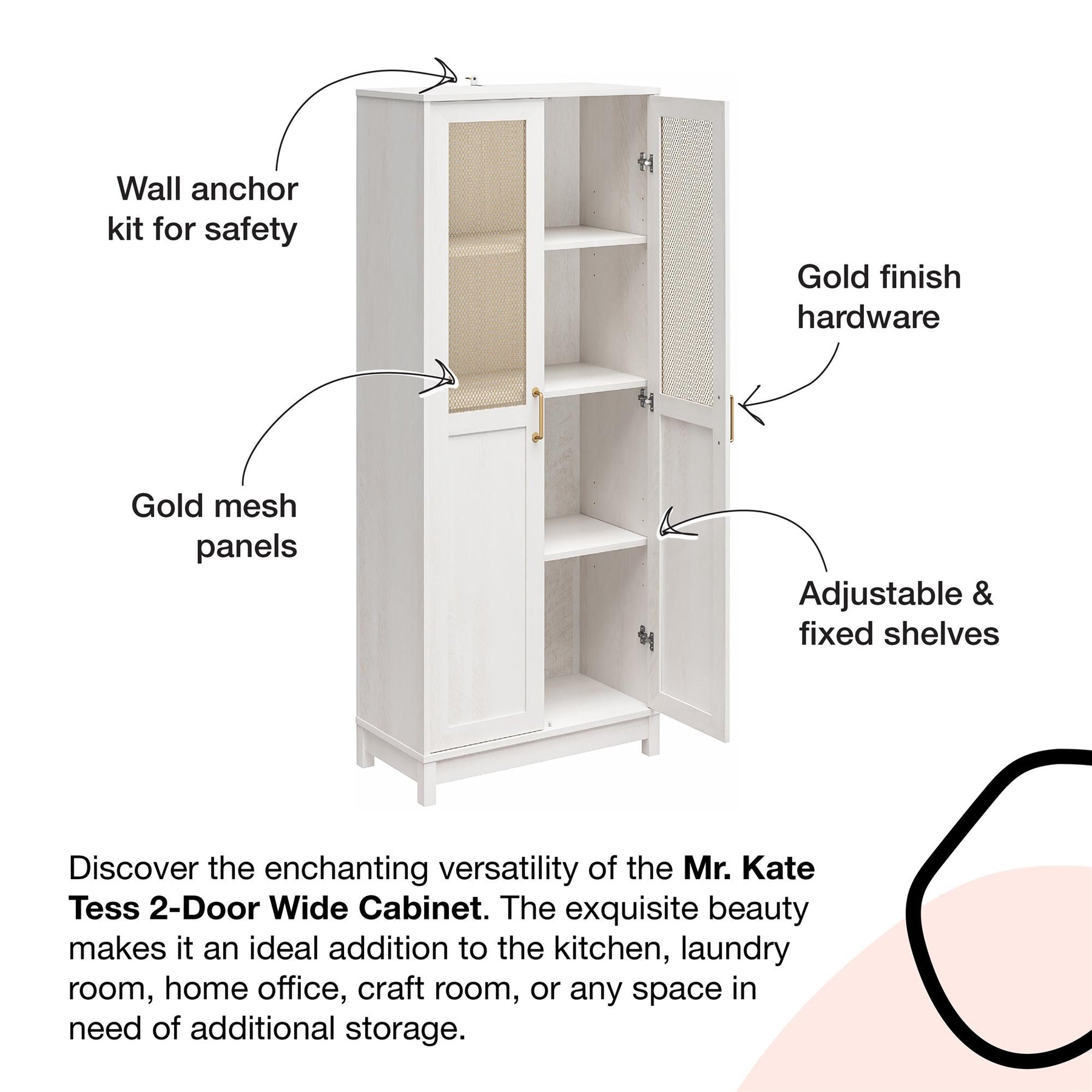 Versa 36 Wide White Storage Cabinet: 2 Doors – RealRooms