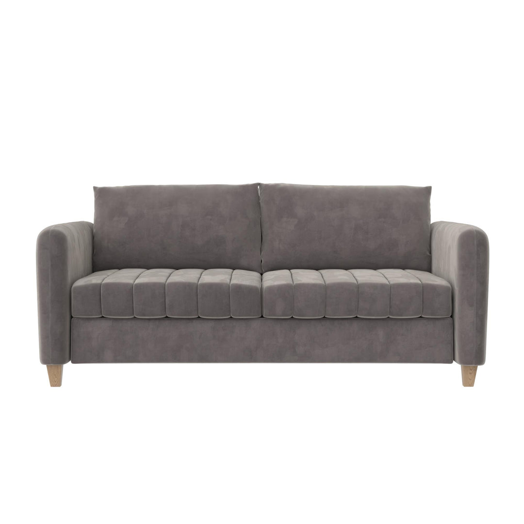 Coco Channel Tufted Sofa with Solid Wood Legs - Rustic Gray