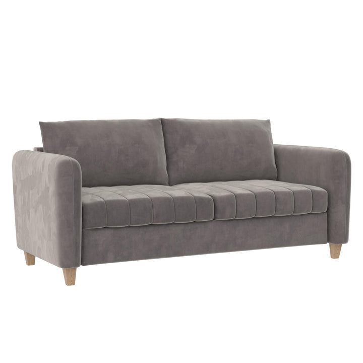 Coco Channel Tufted Sofa with Solid Wood Legs - Rustic Gray