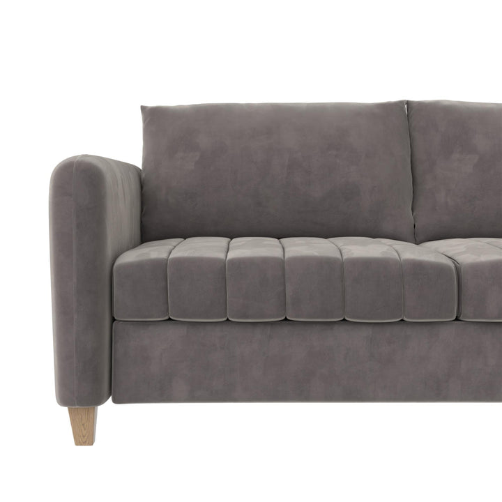 Coco Channel Tufted Sofa with Solid Wood Legs - Rustic Gray