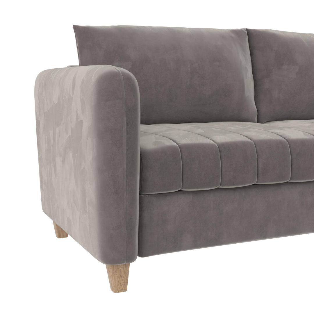 Coco Channel Tufted Sofa with Solid Wood Legs - Rustic Gray