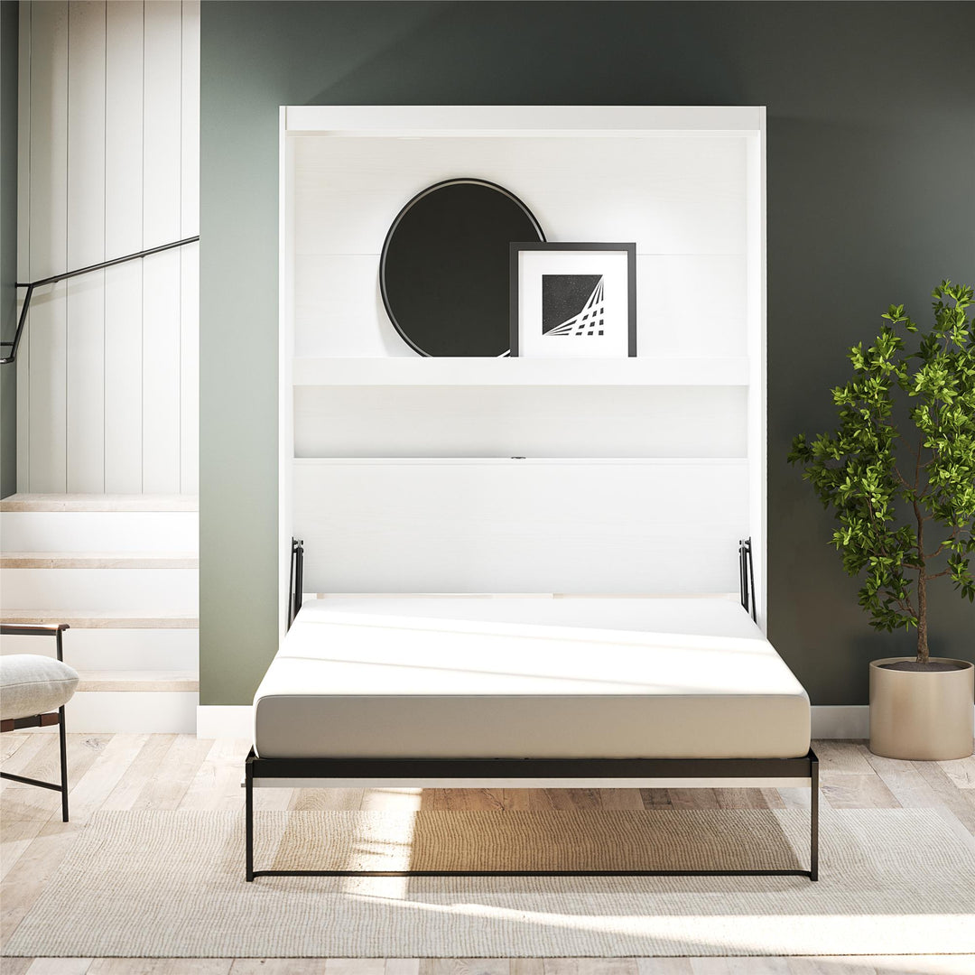 Impressions Queen Wall Bed with Gallery Shelf & Touch Sensor LED Lighting - White - Queen