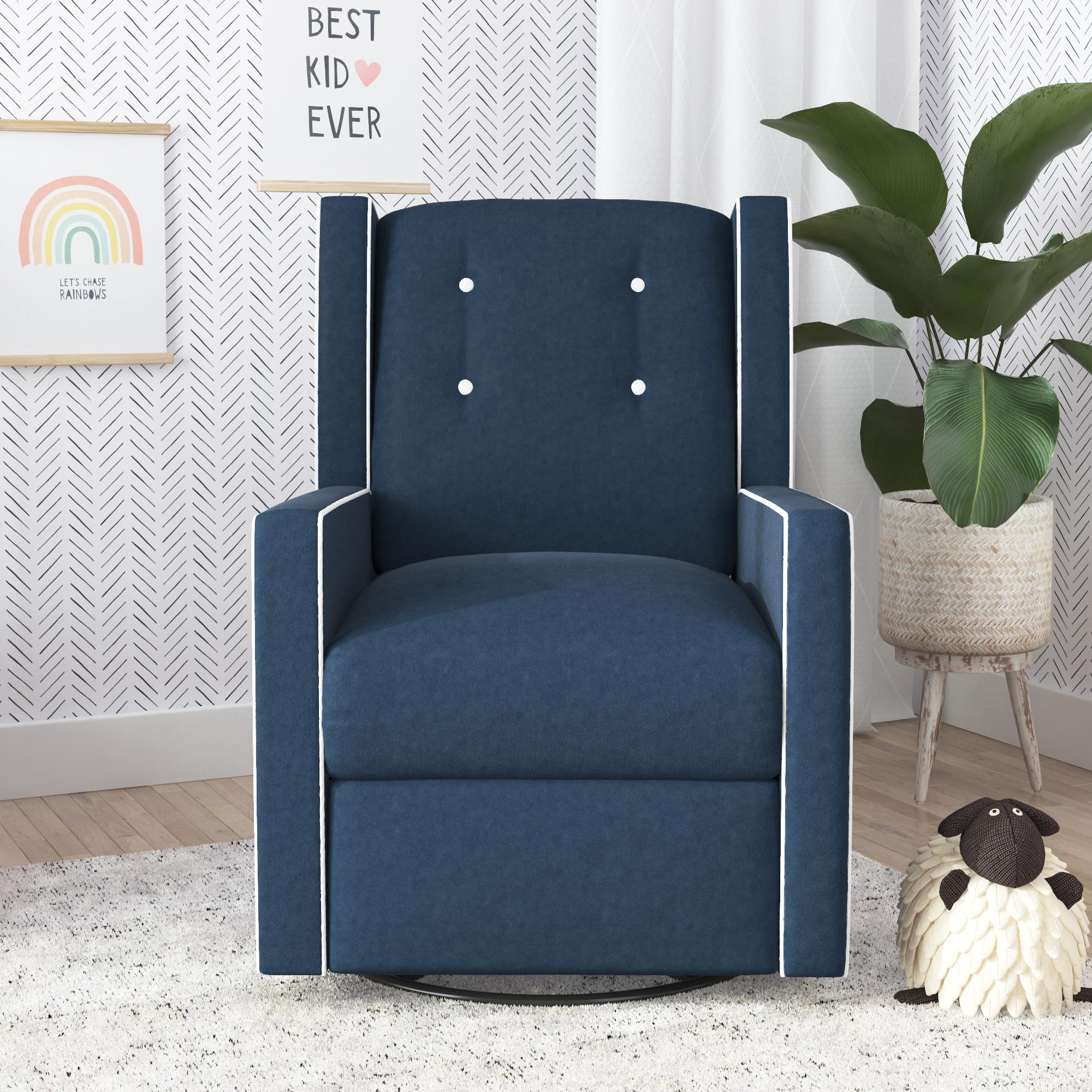 Blue swivel glider online chair