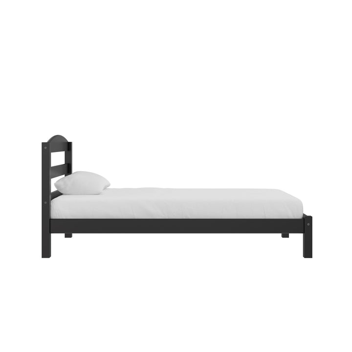 Braylon Wooden Bed Frame with Wood Slats - Black - Twin