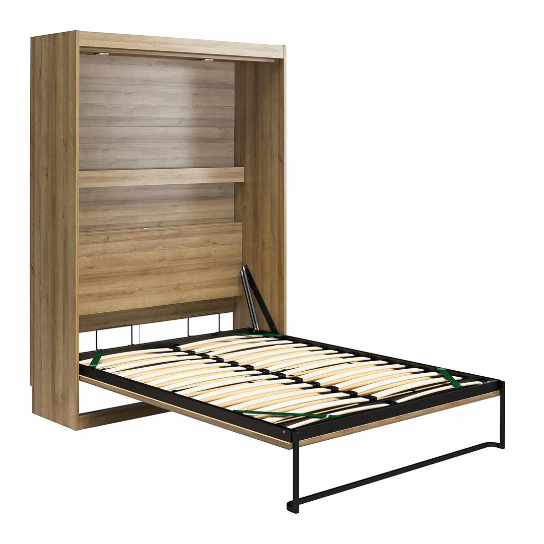 Impressions Murphy Bed with Gallery Shelf & Touch Sensor LED Lighting - Natural - Queen